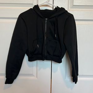Black Crop Zip Up